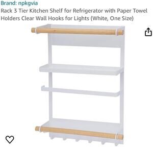 Rack 3 Tier Kitchen Shelf for Refrigerator with Paper Towel Holders  Hooks